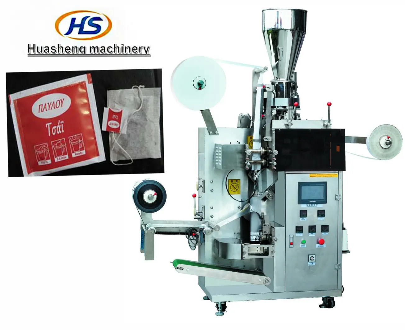 Automatic tea bag packing machine for tea leaves inter and outer bag