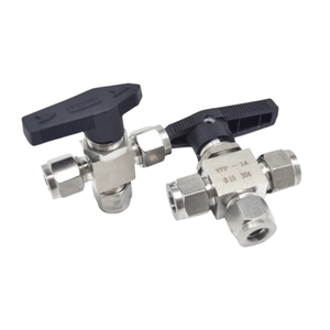 Üç yollu Mini bilya vana enstrüman 1/4 "OD 6000psi sıkıştırma tüpü 3 yollu çift yüksük uydurma paslanmaz çelik küresel vanalar - Product Image 6