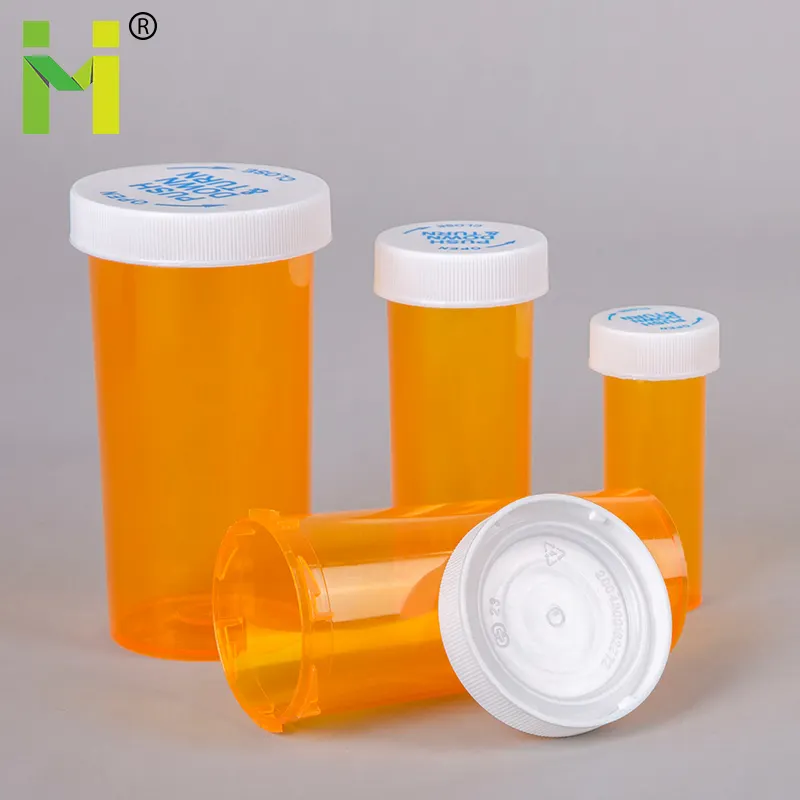 Botol pil plastik kecil dengan tutup sekrup, wadah obat lainnya untuk tablet
