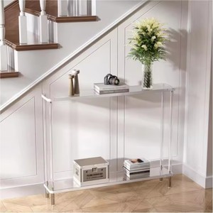 Fabrika yapımı 2-Tier şeffaf akrilik dar konsol masa Entryway için sıska giriş masa kanepe oturma odası için - Product Image 1