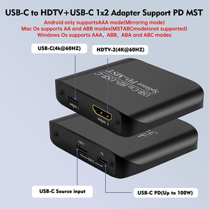 Adaptador US B.C a HDMI + US B.C 1x2 compatible con 4K6 0Hz/1080P60hz PD MST y carga de alta velocidad de 100W para monitor