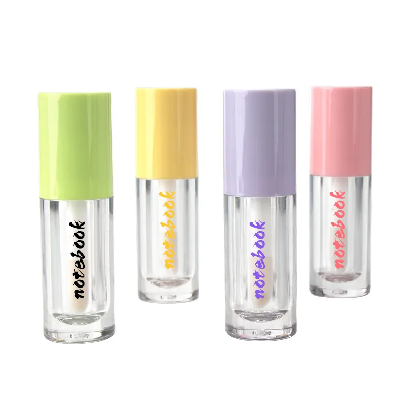 Tubos de brillo de labios con cepillo grueso, tubo de brillo de labios transparente, redondo, de pared gruesa, vacío, 6,5 Ml, novedad