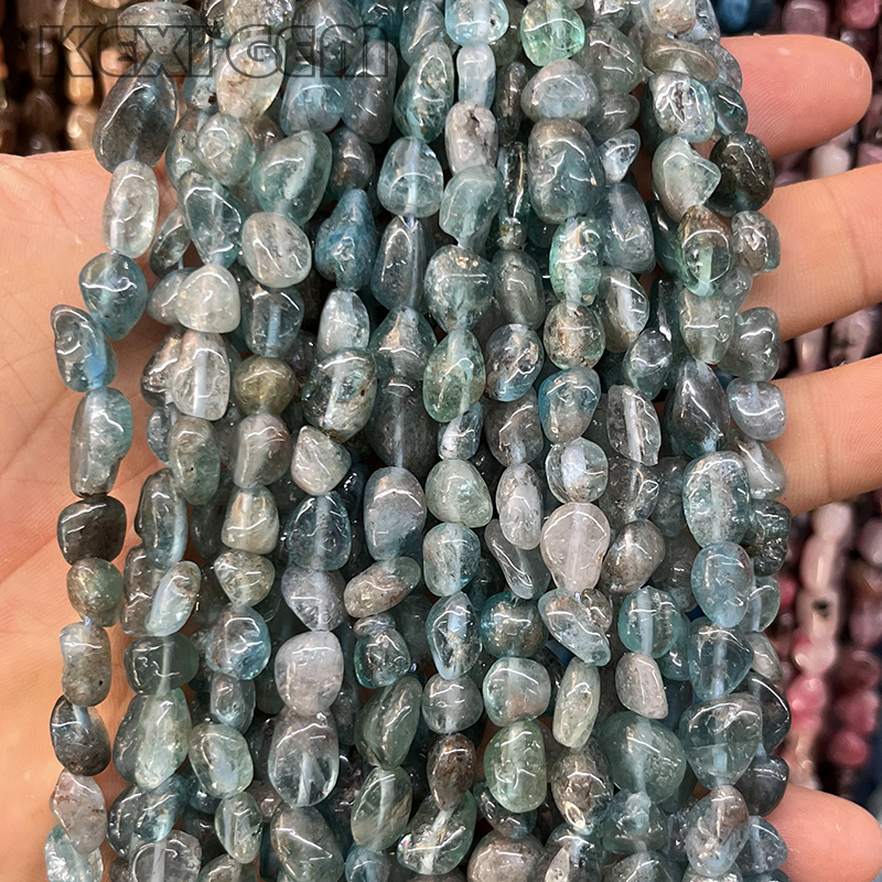 Natural Ice Blue Apatite Nugget Beads