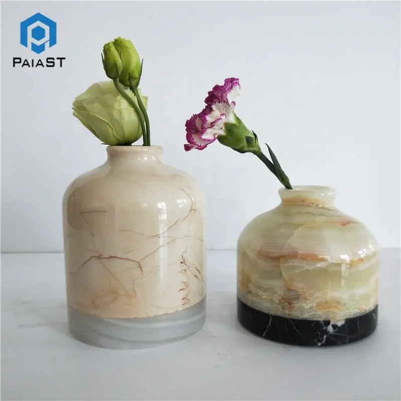 Vaso de flores em pedra para decoração de casa Morden Desenho ônix e mármore artesanato
