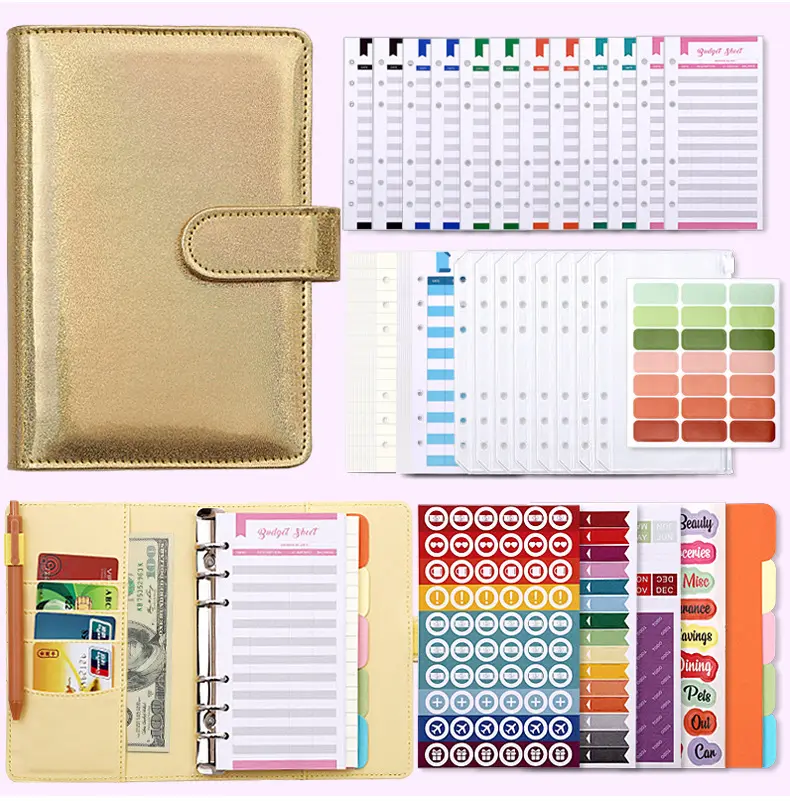 2024 A6 Budget Binder,หนังPU Superมูลค่าแพ็คเงินOrganizerสําหรับบิลเงินสดคูปอง,Planner Bookน่ารักโน้ตบุ๊ค