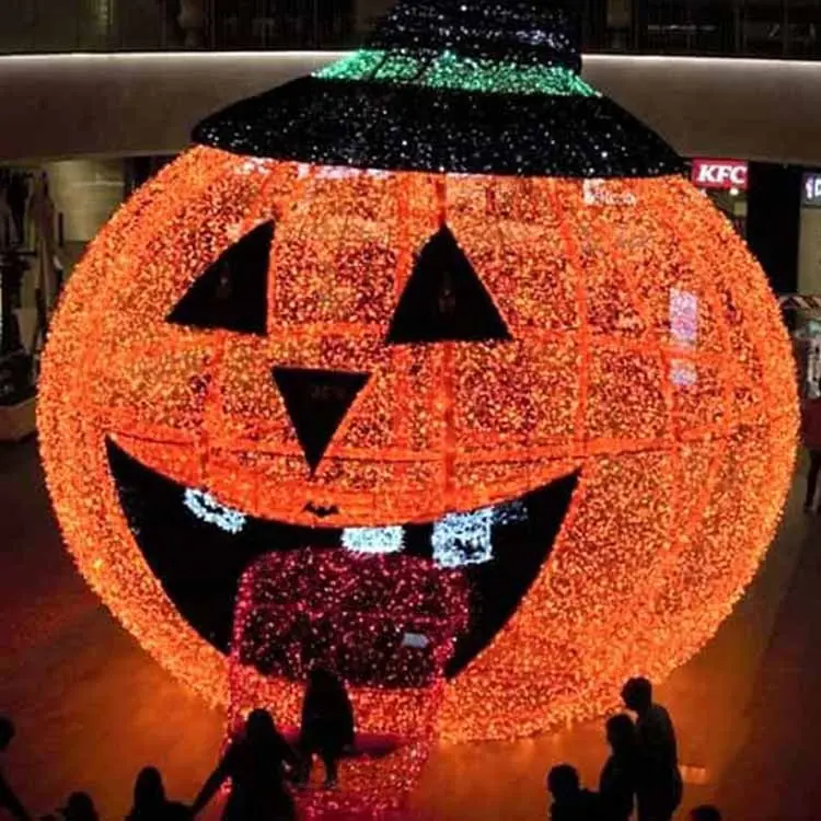 Dimensioni su misura grande 3d zucca Display commerciale di illuminazione decorazione di Halloween per l'evento di vacanza del parco del centro commerciale