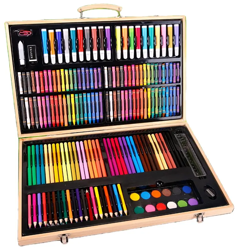 Best Selling 128 Colors Professional Water Soluble art Pencil Set Colored Pencils with Wooden Box