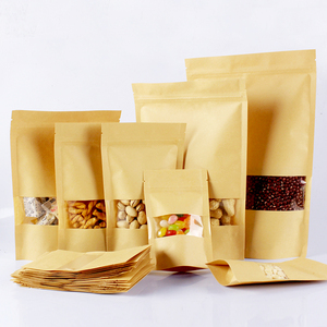 Nhà Máy Bán buôn đứng lên doypack nâu kraft túi giấy nhựa cho bao bì thực phẩm với cửa sổ rõ ràng Nắp kéo Ziplock - Product Image 6