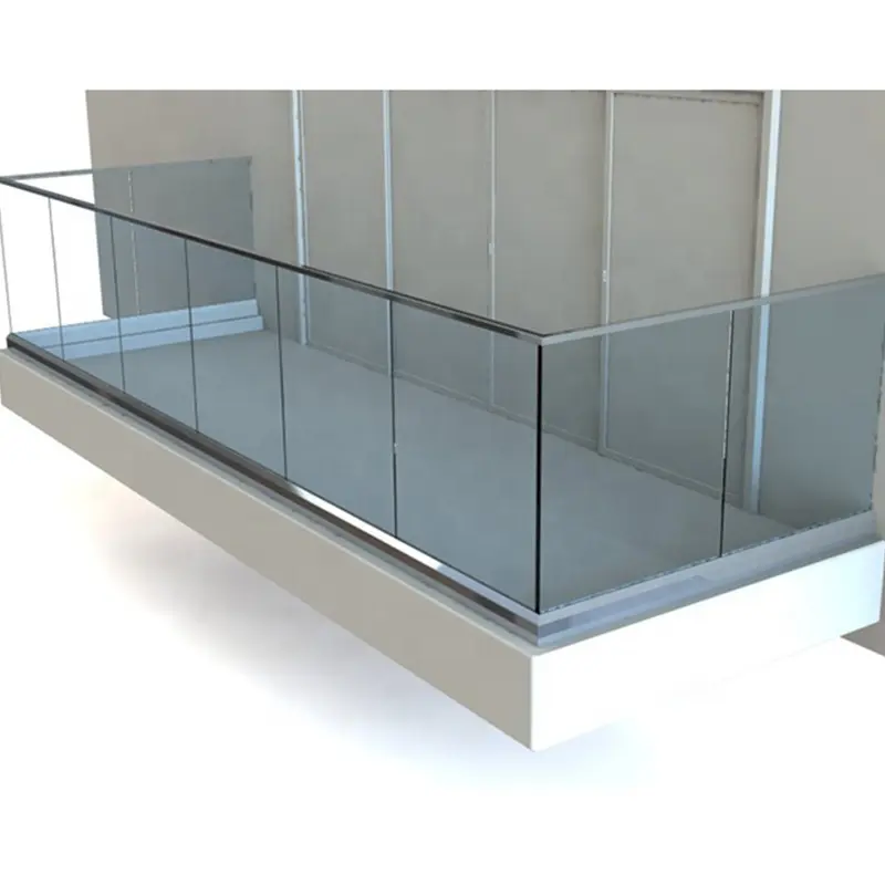 Moderno Balcone In Acciaio Inox Balaustra Di Vetro Frameless