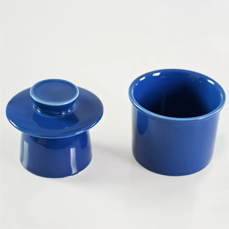 New design modern home goods restaurant kictchenware blue cheese crock round ceramic butter dishes with lid