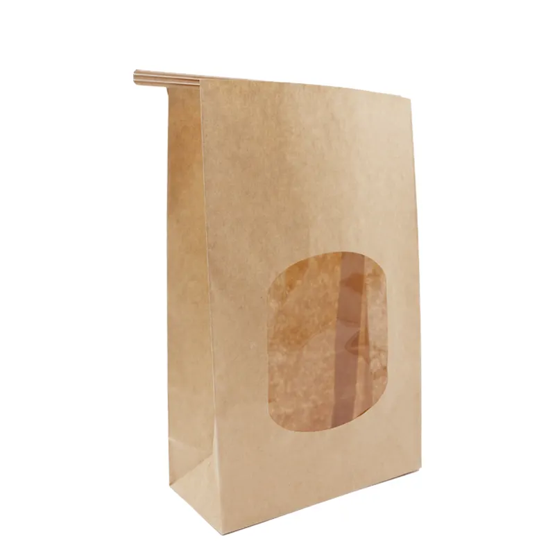 Sac en papier kraft FSC, sachet pour pain, sandwich et boulangerie, avec fenêtre