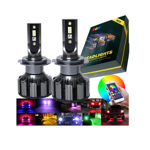 DC <strong>12V</strong> Car <strong>LED</strong> RGB APP Intelligent Control Fog Lights Bulbs H7 H4 8000LM 6500K IP67 <strong>80W</strong> Headlight - Product Image 1