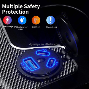 USB C <strong>Socket</strong> <strong>12</strong> <strong>V</strong> Car Charger 18 W QC3.0 USB &amp; Dual 45 W PD Type C With Button Switch - Product Image 6