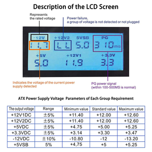 20/24 Tester di alimentazione per PC per Computer a 4/6/8 Pin con visualizzazione LCD e cicalino per ATX/ITX/BTX/pci-e/SATA/HDD - Product Image 4