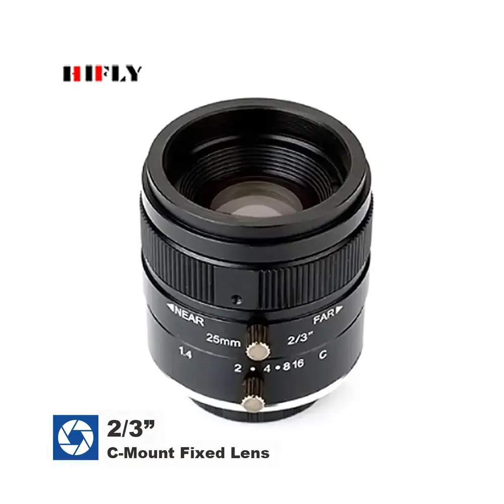 5MP 저왜곡 F1.4-F16 고정 초점 카메라 렌즈 25mm FA C 마운트 산업용 광학 렌즈 2/3 인치 센서 카메라 용