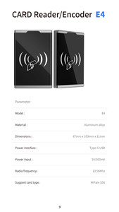 E4 13.56Mhz Card Key TTLOCK Hotel System Reader Encoder <strong>Programmer</strong> - Product Image 4