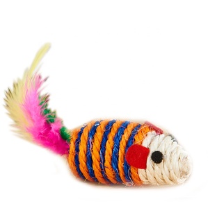 Ratón Sisal para gatos, juguetes con cola de pluma y hierba gatera para masticar y rascar, ratón interactivo para gatos, juguete hecho en China - Product Image 5