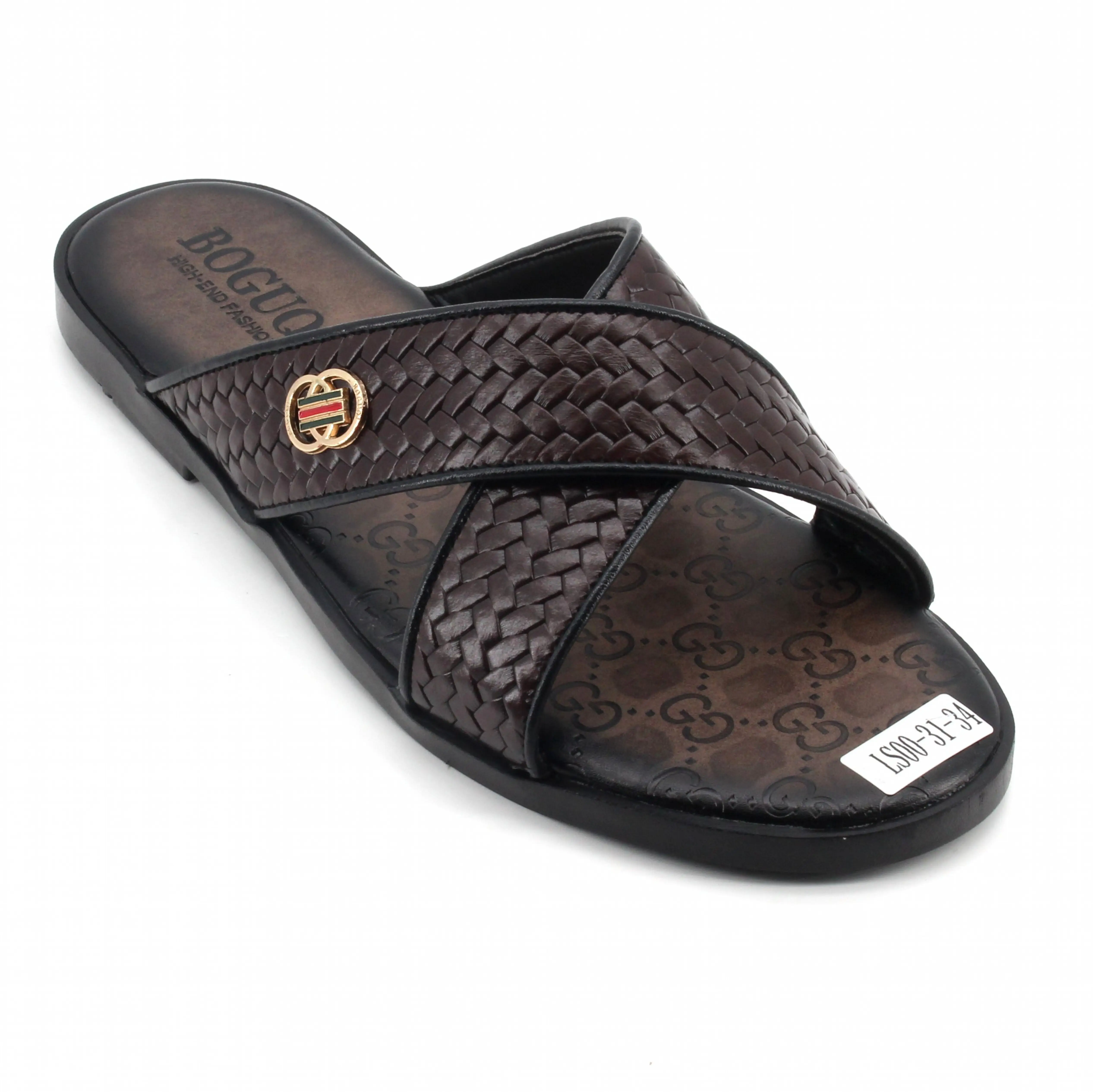 Chinelo de couro masculino de sola macia de alta qualidade, adequado para casa, praia, ao ar livre, novo design, estilo 2024