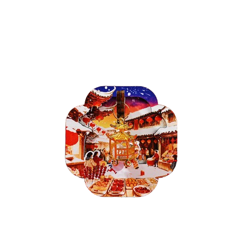 7.8X7.8X0.8 Lucky Snow New Year Scene