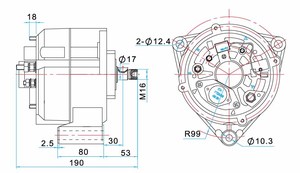 Tự động phát điện cho 28V/55A Bosch (Deutz) 0120469982 0120496686 0120469686 0061546802 0091540702 0986030520 12586 0120469686 - Product Image 2