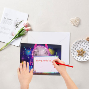 Carte d'anniversaire musicale chat de roche 3D Pop up musique et lumière décoration joyeux anniversaire carte-cadeau de voeux pour ami animal de compagnie US en stock - Product Image 5