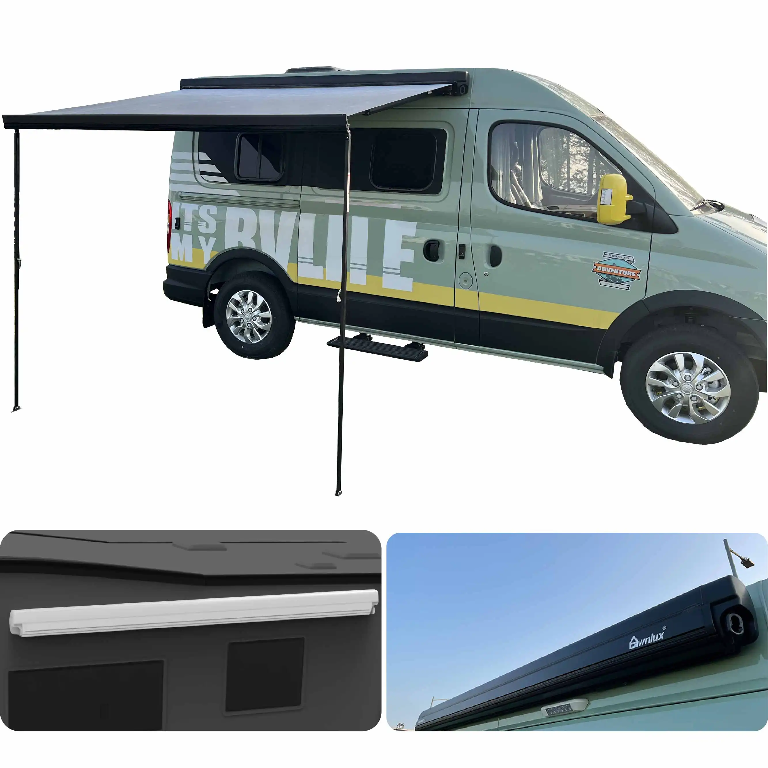 Awnlux Durable RV Caravan Motorhome Camper Van Auvent Avec Bande LED