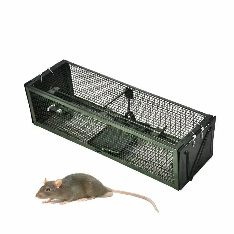 Armadilha profissional para ratos e ratos, armadilha para animais pequenos, caixa de metal para ratos, porta dupla