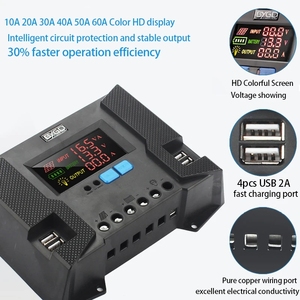 Controlador de Panel Solar de 50V CC, regulador doble, USB Dual, pantalla colorida HD, 20A, 30A, 40A, 12V, 24V, PWM, controlador de carga Solar PV - Product Image 2