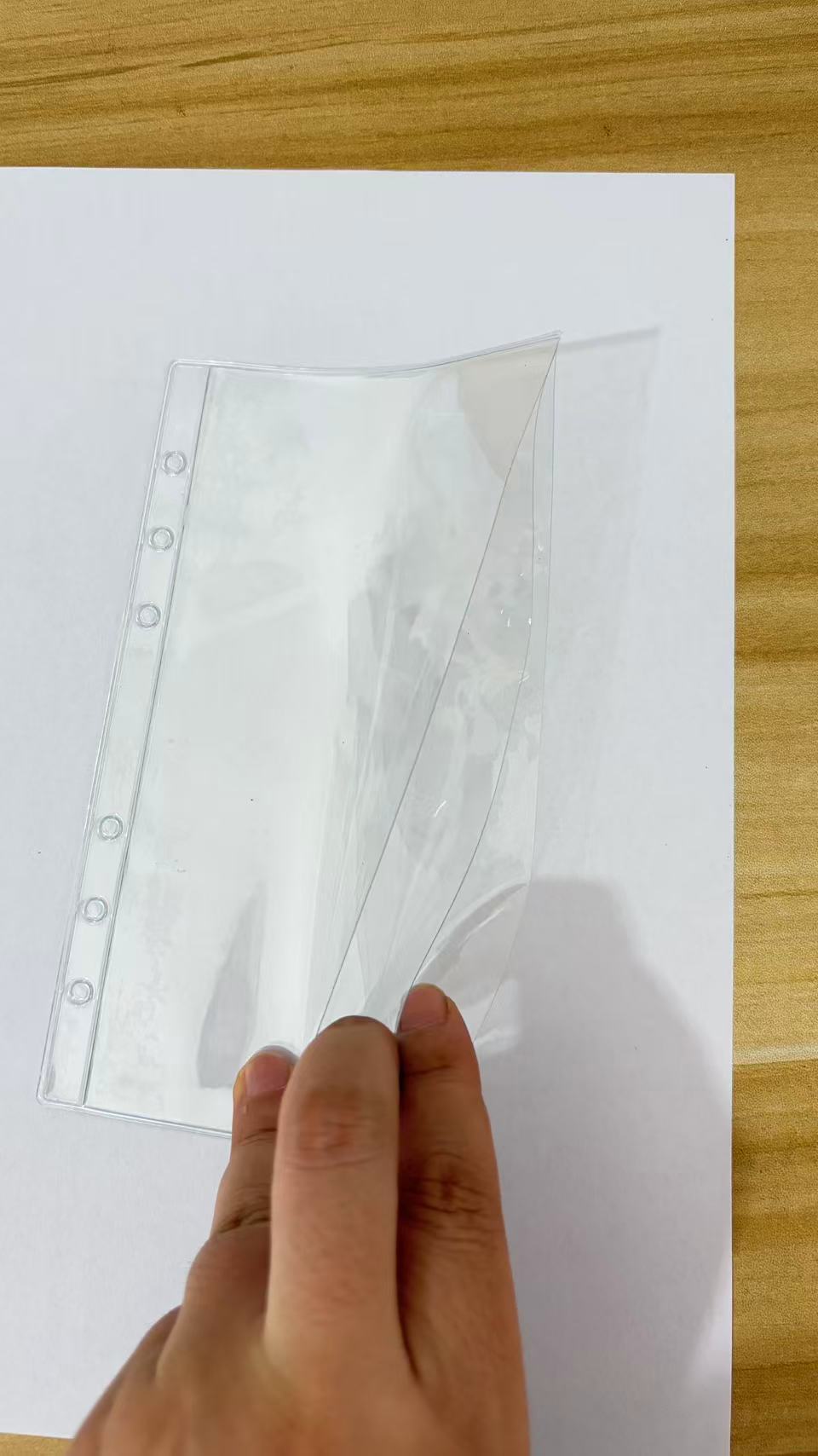 A6 trasparente con doppie tasche senza cerniera