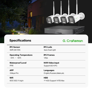 GW-TFD-M5X-K4(AG) GCraftsman <span class=keywords><strong>4</strong></span> kanal 5MP IP67 açık WIFI kameralar sistemi kablosuz NVR kitleri APP XMEYE ICSEE - Product Image 2