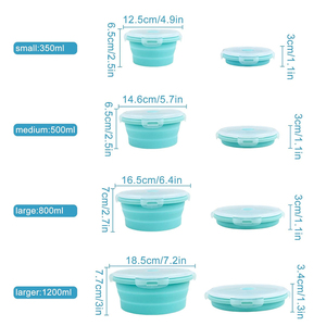 定制可折叠食品储存容器套装，带盖圆形硅胶儿童饭盒容器 - Product Image 4
