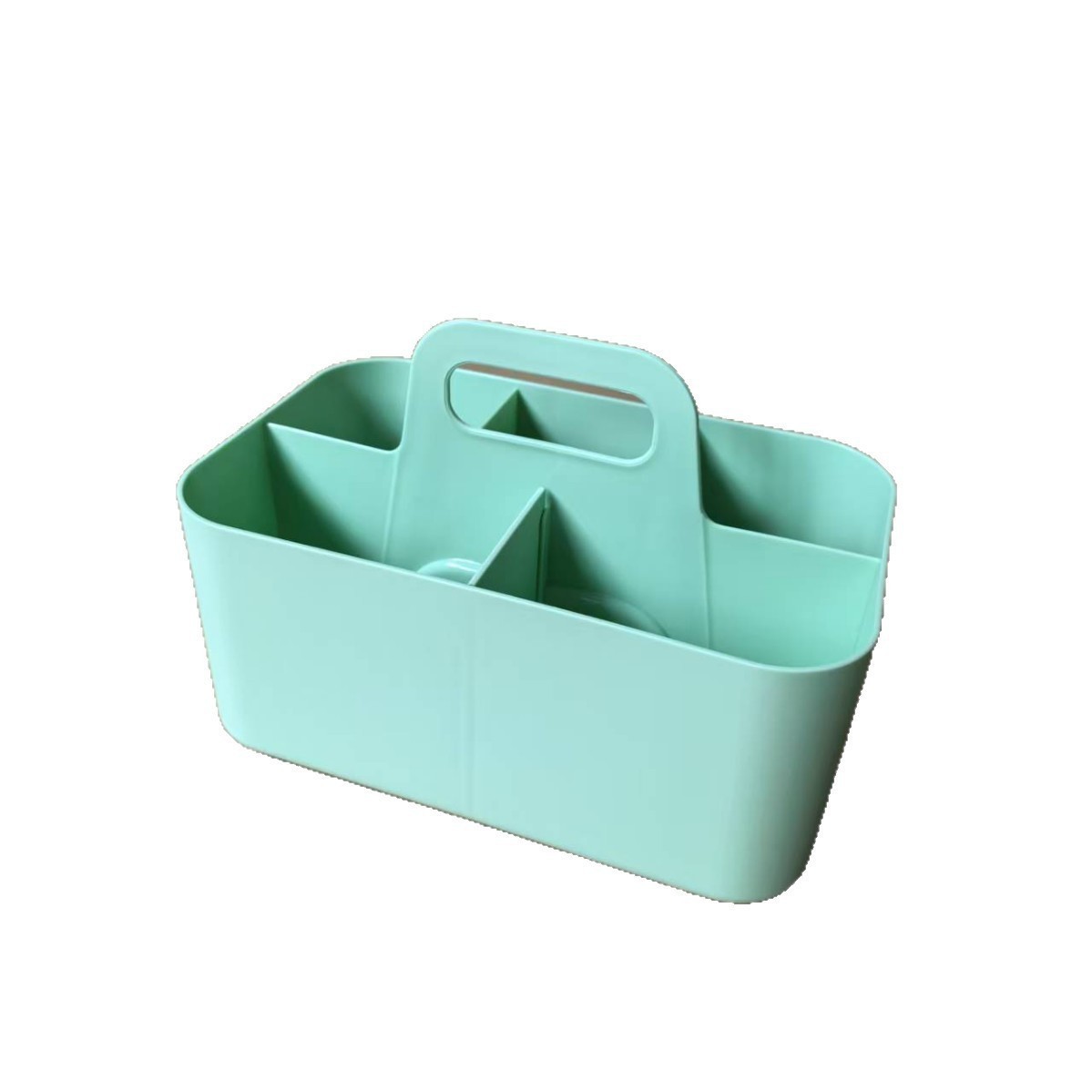 Caja de almacenamiento verde de cinco compartimentos