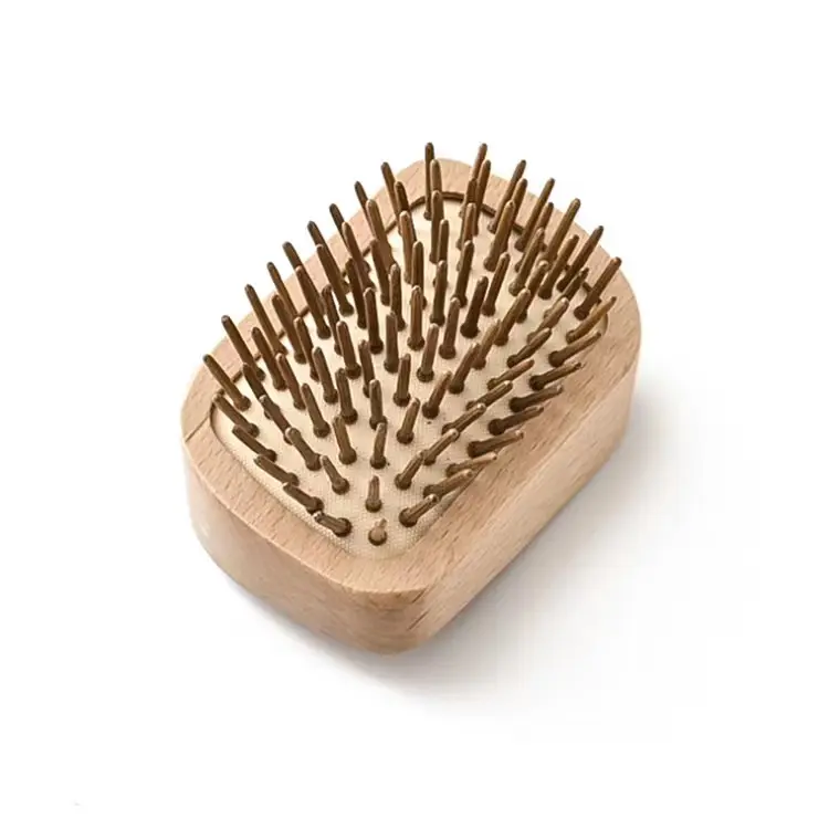 Peigne à cheveux en acier et bois aiguille cuir chevelu coussin d'air peigne de Massage Portable antistatique peigne en bois massif coussin brosse