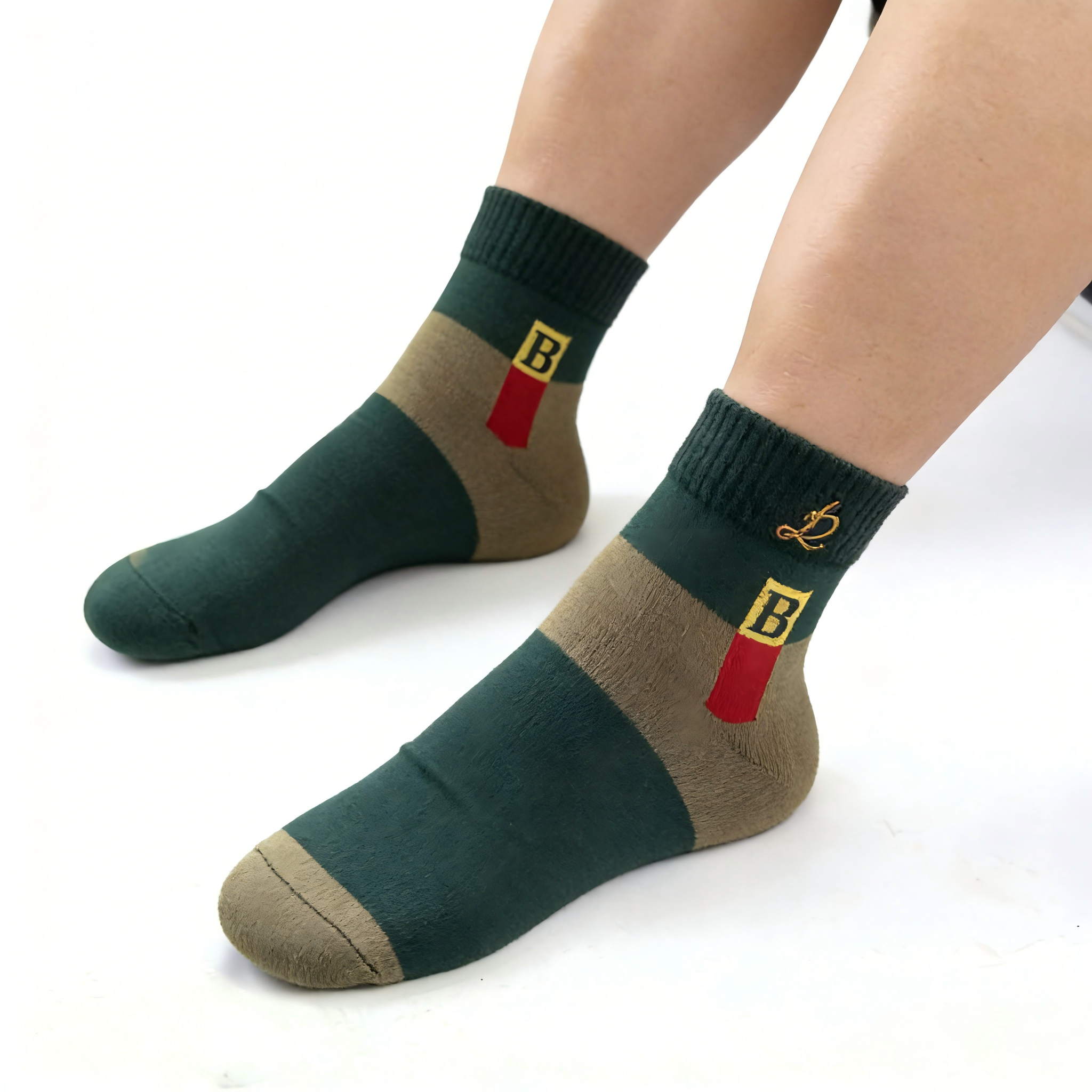 Deep forest green - Khaki brown