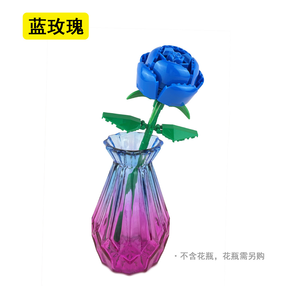 04-rose bleue (Vase non inclus)