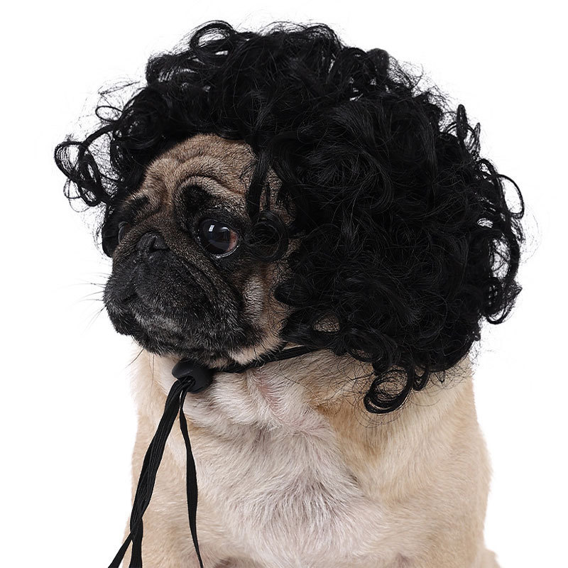 Dog wig with spiky black hair (80g)