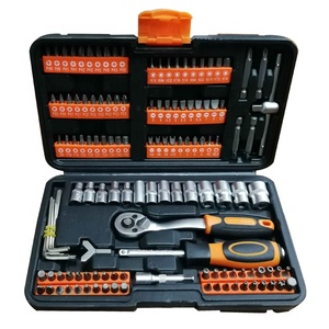 BOSSAN ชุดเครื่องมือ DIY สำหรับบ้าน130ชิ้น,ซ็อกเก็ตกุญแจหกเหลี่ยมดอกไขควงด้ามวงล้อพร้อมกล่องเป่าที่แข็งแรง - Product Image 1