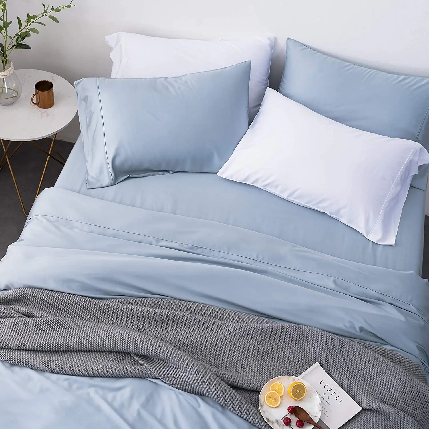 Grosir Solid 100% Organik Kain Bambu untuk Tempat Tidur Lembar untuk Rumah Mewah Tekstil Set Tempat Tidur