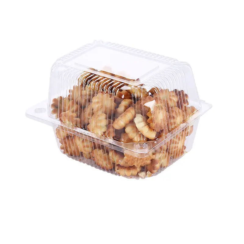กล่องใส่ขนมปังขนาดเล็กทนทานสำหรับบรรจุภัณฑ์ผักสลัด,กล่องใส่อาหารบานพับพลาสติกใส