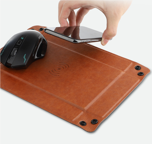 2 in1リネンレザーワイヤレス充電マウスパッドRGBマウスパッドワイヤレス充電器デスクオーガナイザートレイカーステーションバレットトレイ用 - Product Image 6