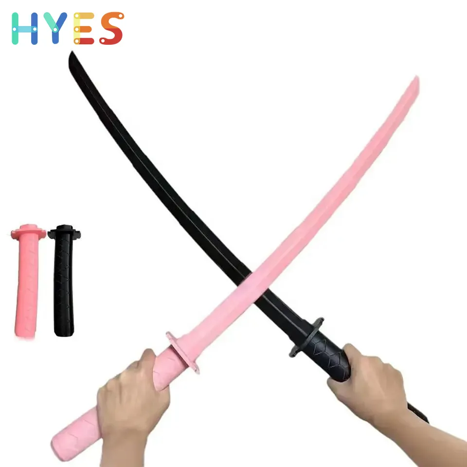 Huiye Katana 장난감 하이 퀄리티 플라스틱 사무라이 검 모델 장난감 성인을위한 차가운 감압 중력 개폐식 칼 장난감