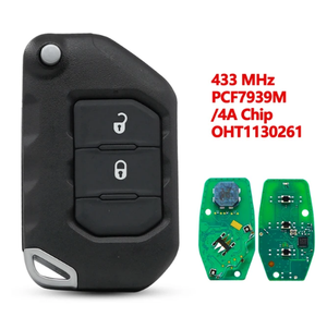 2 düğmeler akıllı uzaktan araba anahtarı JEEP 39m HITAG AES 4A çip sormak 433.92 MHz ohtjeep 261 SIP22 bıçak JEEP gladyatör Wrangler için - Product Image 2