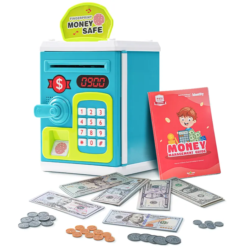 Alcancía electrónica de plástico para niños, caja de ahorro de dinero en efectivo con contraseña, máquina atm