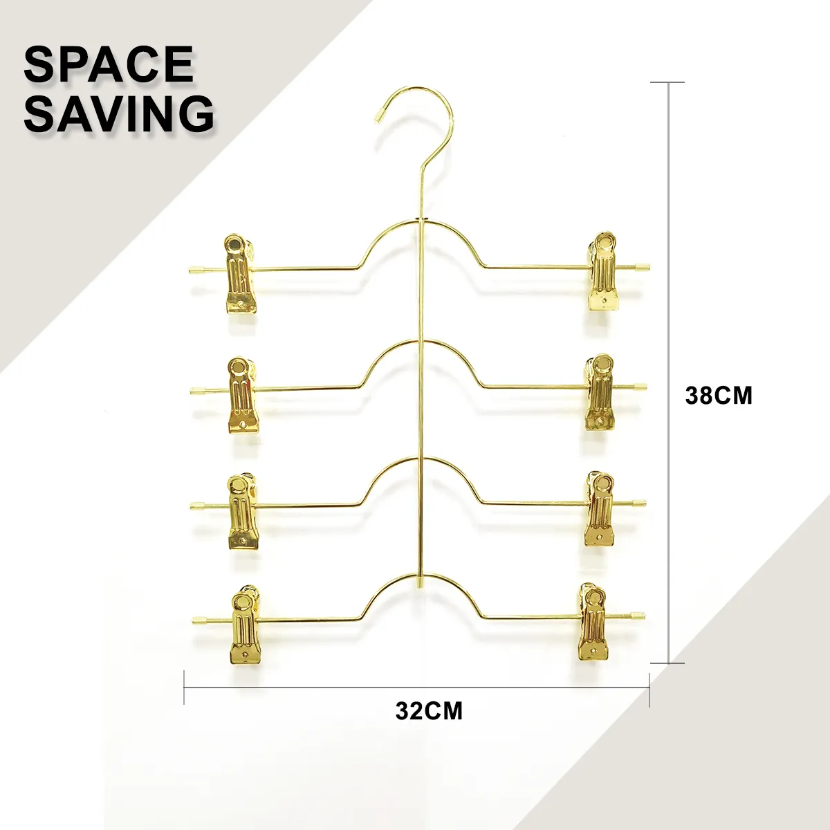 BST Hangers Gold Color Space Saving Multi Layer Hanger 4 Layers Multifunctional Metal Pant Hanger For Tops Skirt Trousers