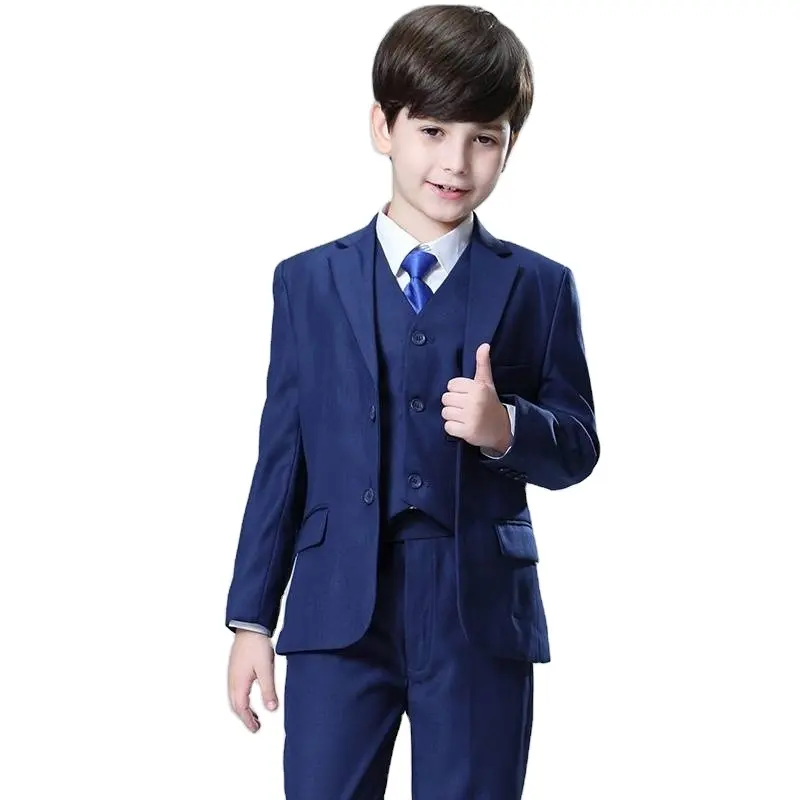 NIMBLE Einreiß Marine 3 Stück Jungen Hochzeit formelle Smoking-Kleider anzüge Blazer Kinder Herren Abendparty-Bekleidung