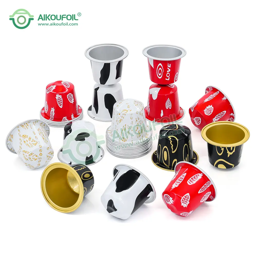 Capsules de thé en aluminium vides compatibles sans anneau en caoutchouc AIKOU Factory Pods Capsule Café