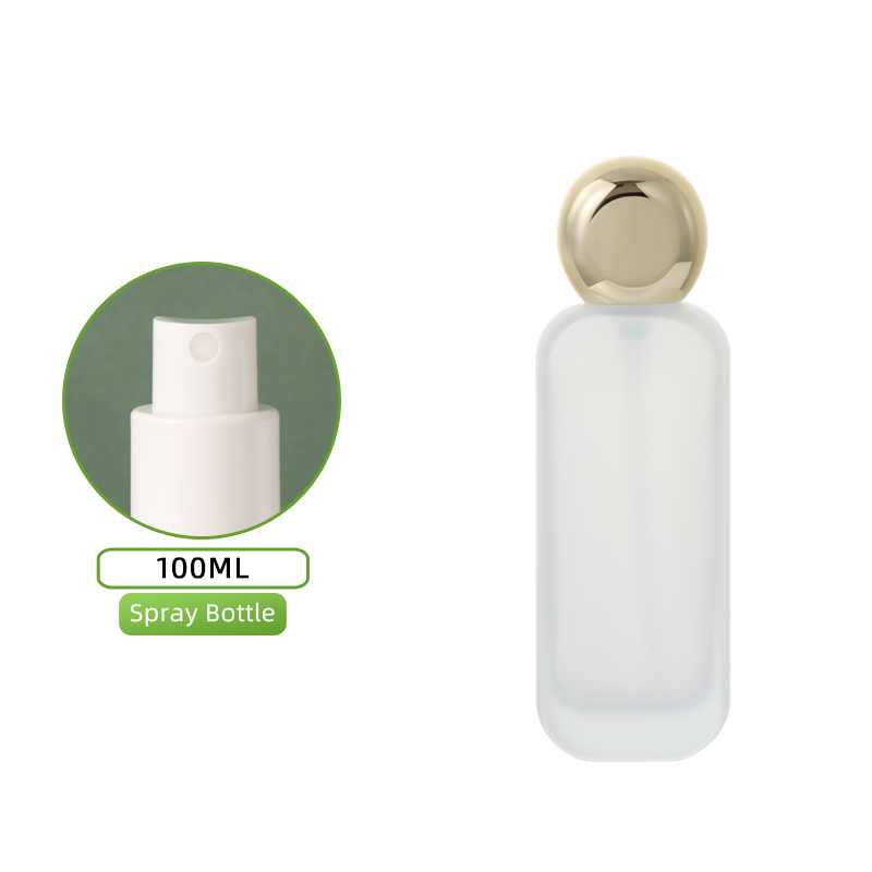 Flacon givré 100 ml - vaporisateur blanc + couvercle doré "Dieu Soleil"