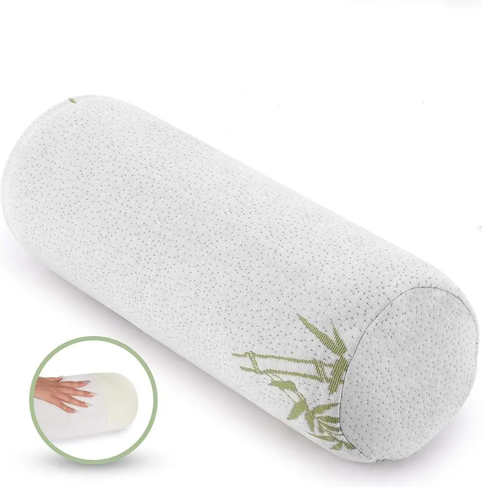 2 Pack Bamboo Cervical Neck Roll Memory Foam Pillow, Bolster Pillow, Round Neck Pillows Support for Sleeping