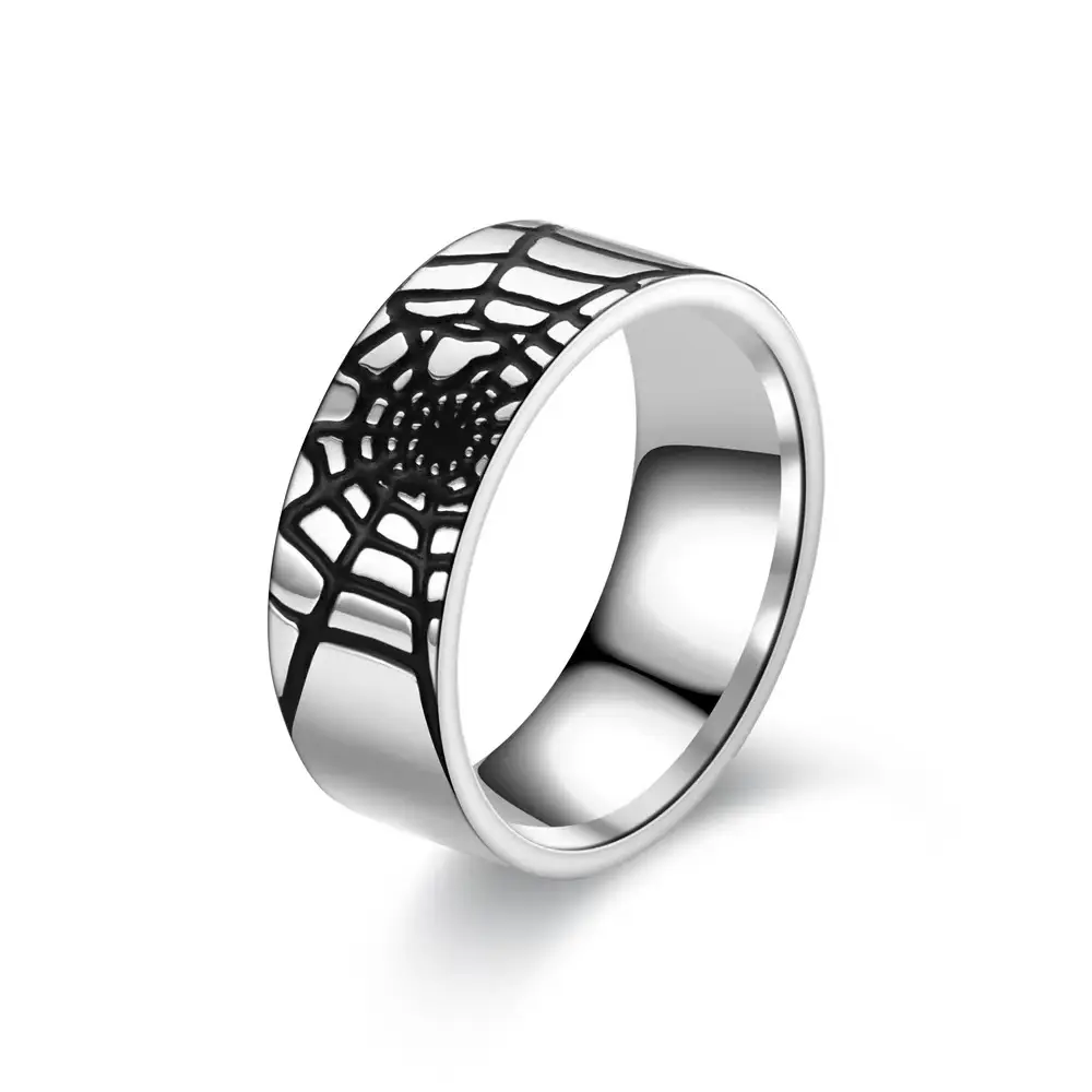 Anello anello in acciaio inossidabile stile etnico da uomo semplice retro non sbiadito anello in acciaio al titanio