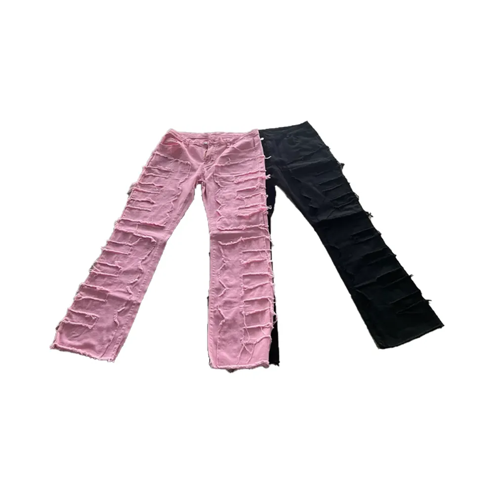 OEM custom Designer stile moda stile Streetwear marchio personalizzato svasato jeans in denim da uomo